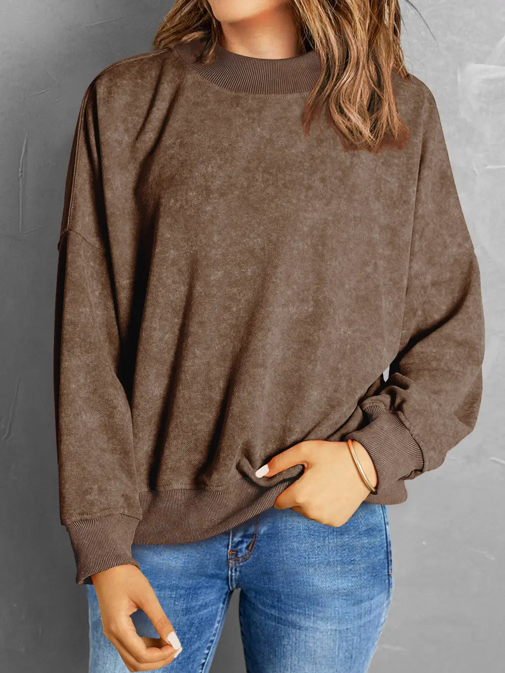 Women’S Washed Drop Shoulder Crewneck
